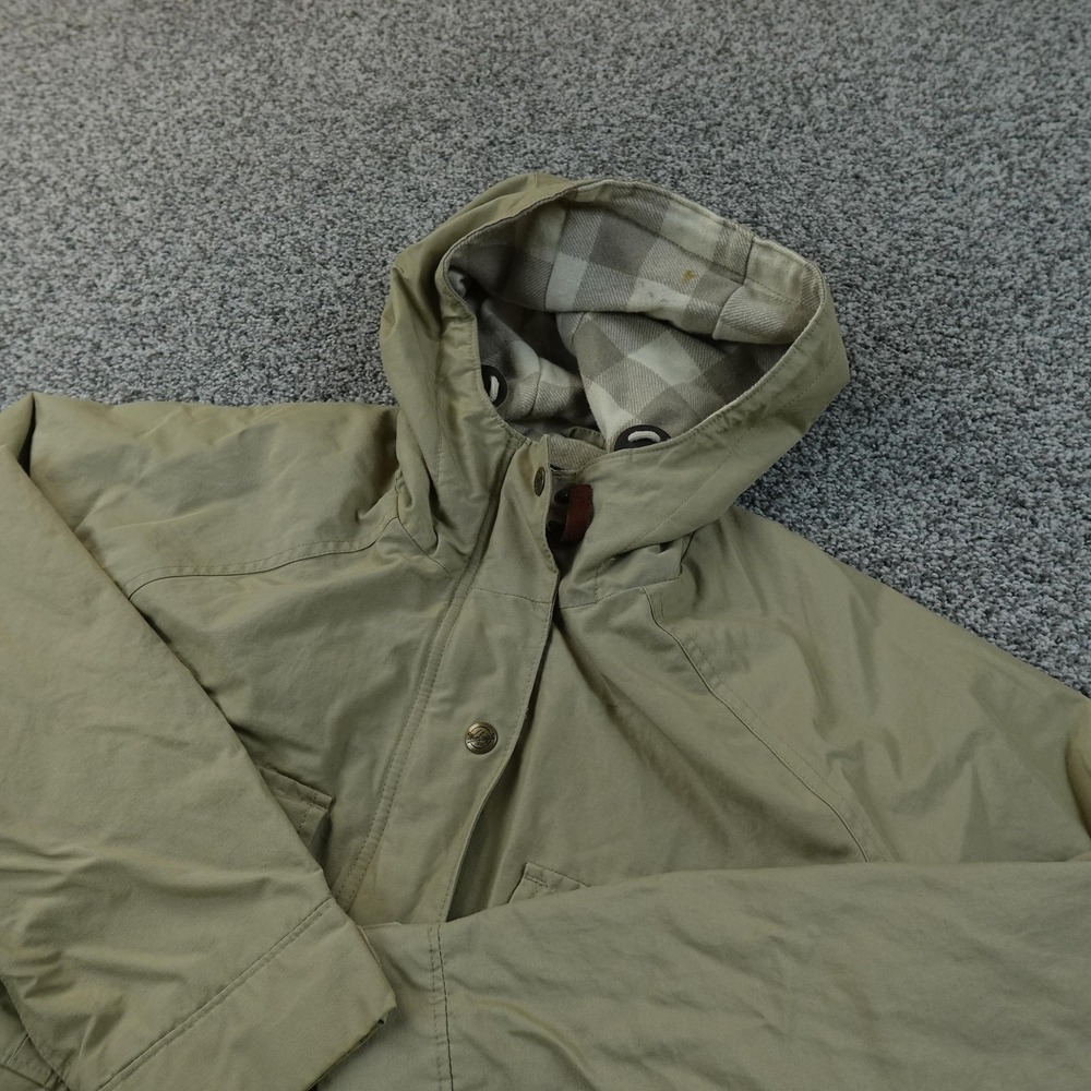 Woolrich Jacket Womens M Beige Tan Hooded Twill Parka Coat Outdoor Flannel Lined
